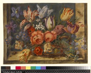 Flowers in a Basket with Frogs and Insects